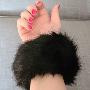 WHBM Black Faux Fur Cuffs - OS